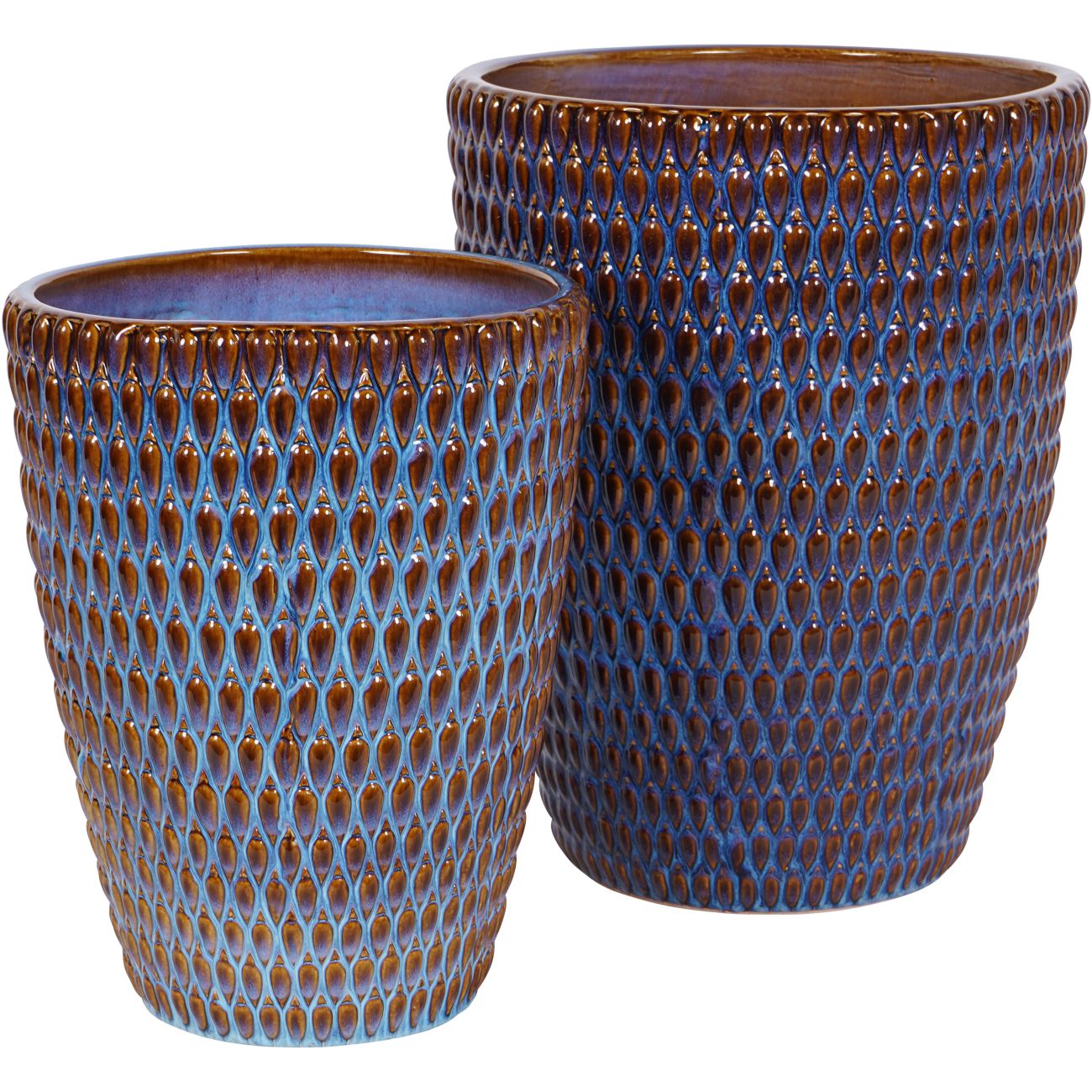 Mediterranean Reactive Glaze Ceramic Blue Planter